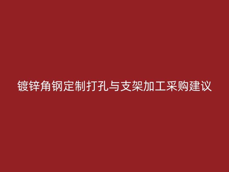 鍍鋅角鋼定制打孔與支架加工采購建議