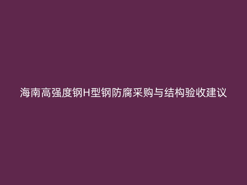 海南高強(qiáng)度鋼H型鋼防腐采購(gòu)與結(jié)構(gòu)驗(yàn)收建議