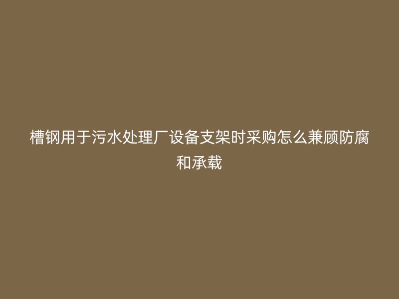 槽鋼用于污水處理廠設(shè)備支架時采購怎么兼顧防腐和承載