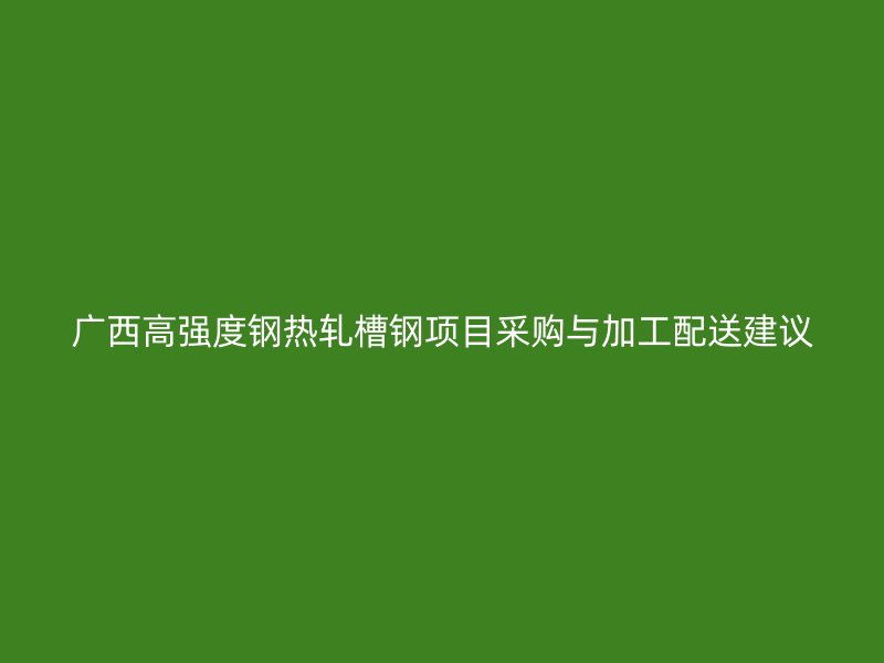 廣西高強度鋼熱軋槽鋼項目采購與加工配送建議