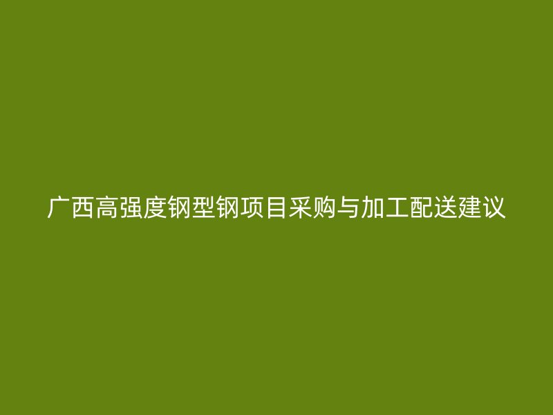 廣西高強(qiáng)度鋼型鋼項目采購與加工配送建議