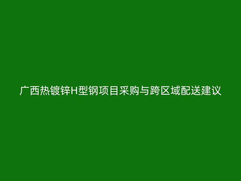 廣西熱鍍鋅H型鋼項(xiàng)目采購(gòu)與跨區(qū)域配送建議