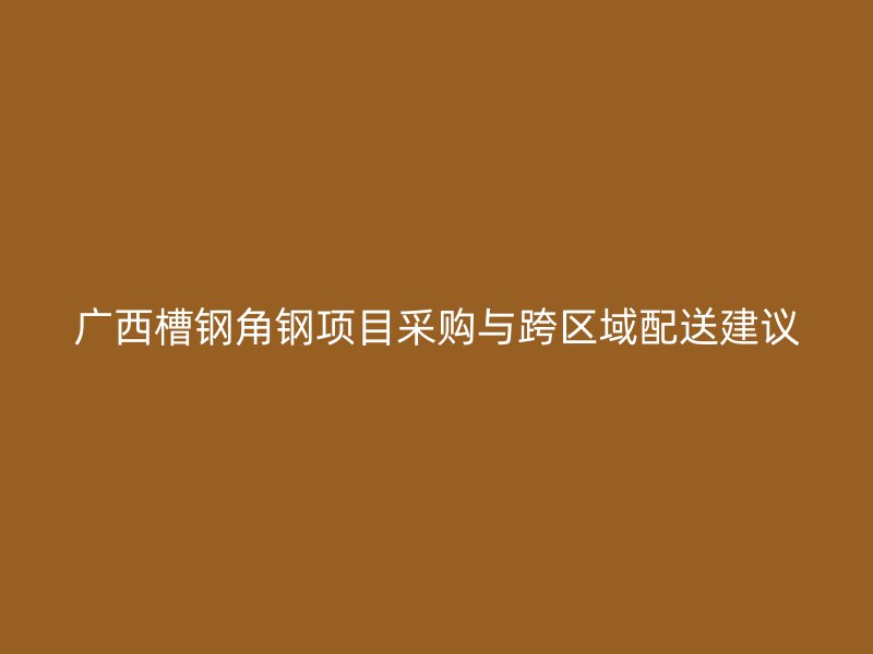 廣西槽鋼角鋼項目采購與跨區(qū)域配送建議