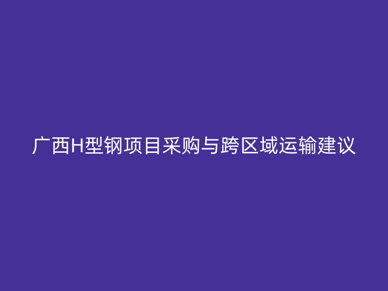 廣西H型鋼項(xiàng)目采購(gòu)與跨區(qū)域運(yùn)輸建議