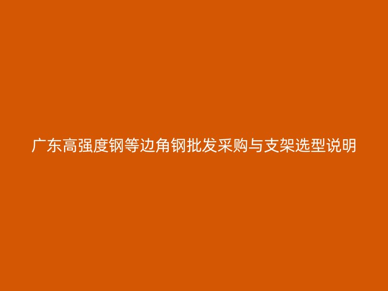 廣東高強度鋼等邊角鋼批發(fā)采購與支架選型說明