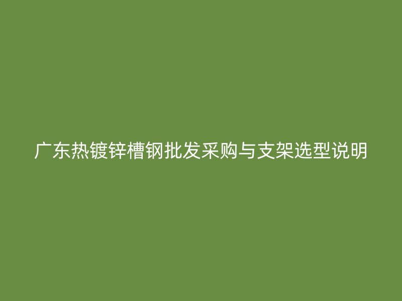 廣東熱鍍鋅槽鋼批發(fā)采購與支架選型說明