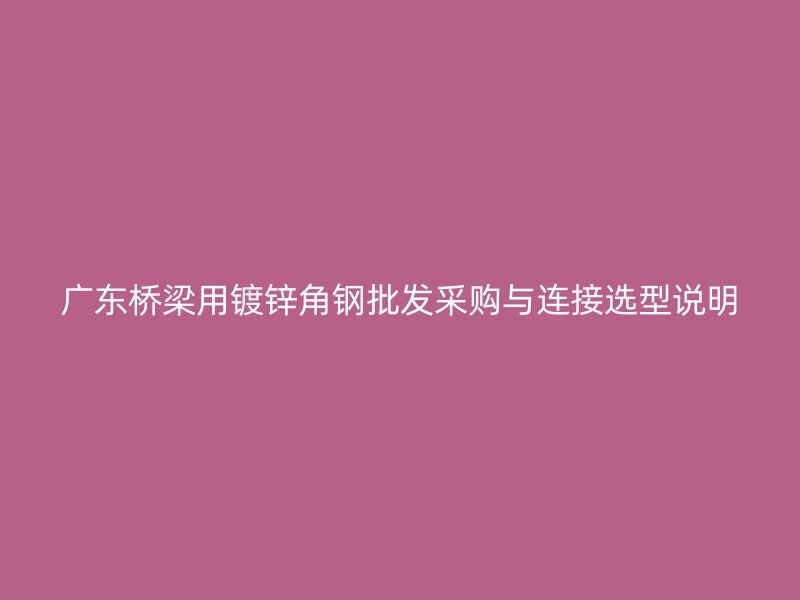 廣東橋梁用鍍鋅角鋼批發(fā)采購與連接選型說明