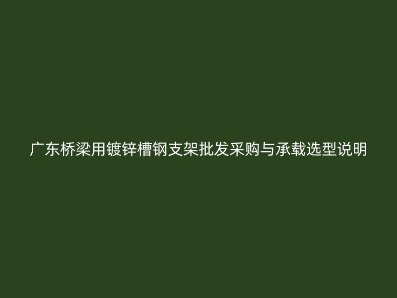 廣東橋梁用鍍鋅槽鋼支架批發(fā)采購與承載選型說明