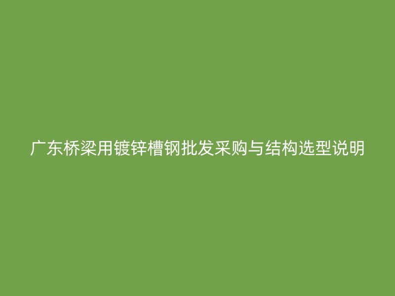廣東橋梁用鍍鋅槽鋼批發(fā)采購與結構選型說明