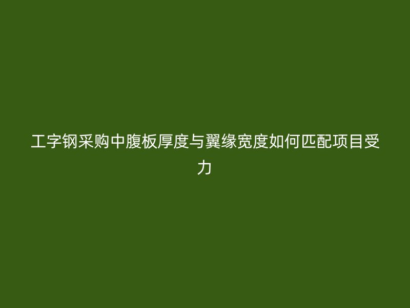 工字鋼采購中腹板厚度與翼緣寬度如何匹配項(xiàng)目受力