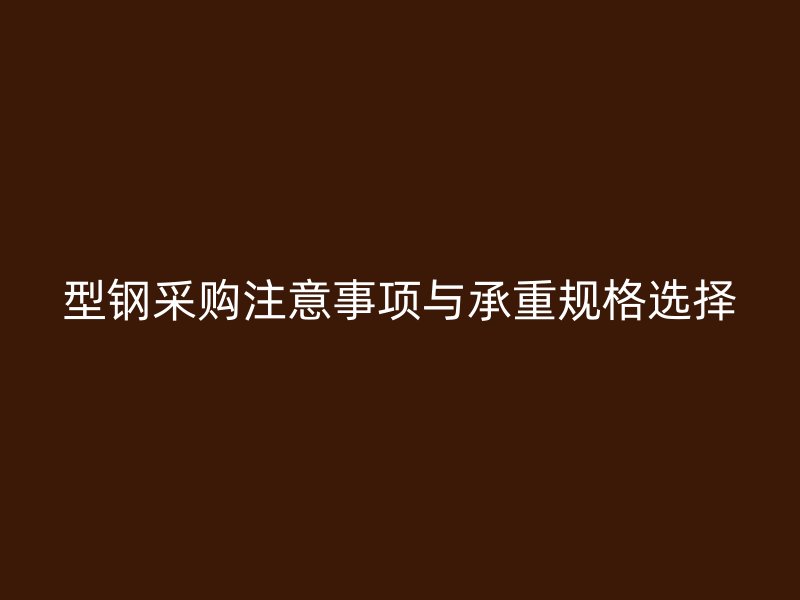 型鋼采購注意事項(xiàng)與承重規(guī)格選擇