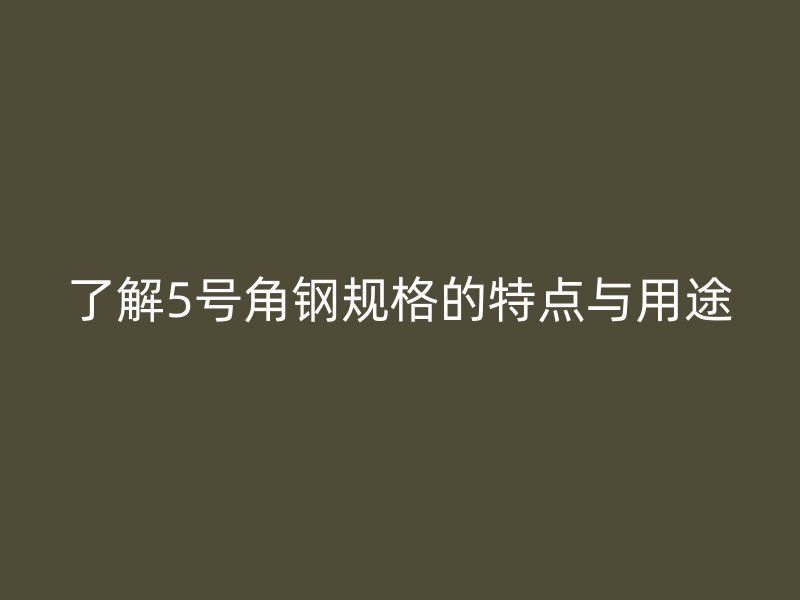 了解5號角鋼規(guī)格的特點與用途