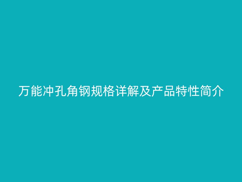 萬能沖孔角鋼規(guī)格詳解及產(chǎn)品特性簡介