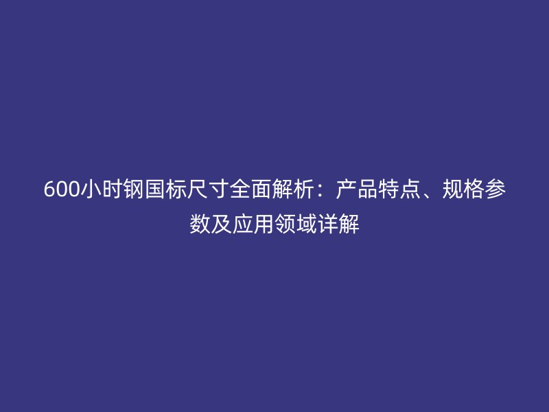 600小時(shí)鋼國(guó)標(biāo)尺寸全面解析：產(chǎn)品特點(diǎn)、規(guī)格參數(shù)及應(yīng)用領(lǐng)域詳解