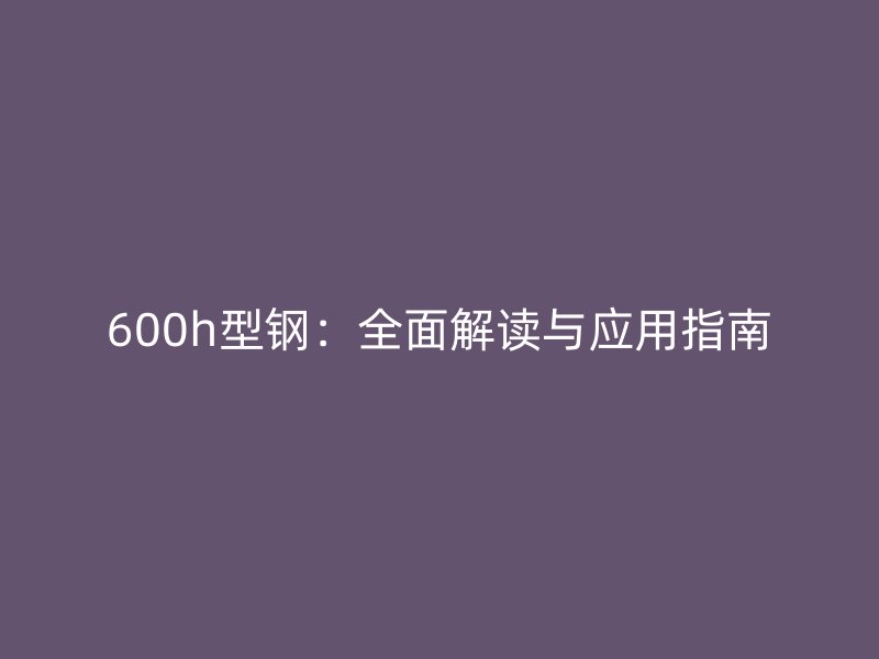 600h型鋼:全面解讀與應(yīng)用指南
