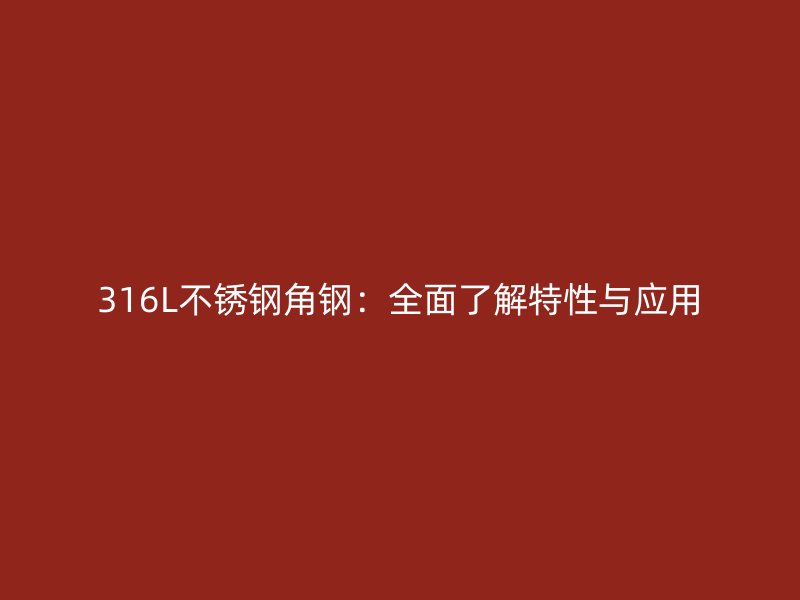 316L不銹鋼角鋼：全面了解特性與應(yīng)用