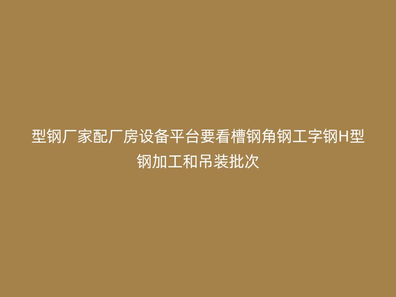 型鋼廠家配廠房設備平臺要看槽鋼角鋼工字鋼H型鋼加工和吊裝批次