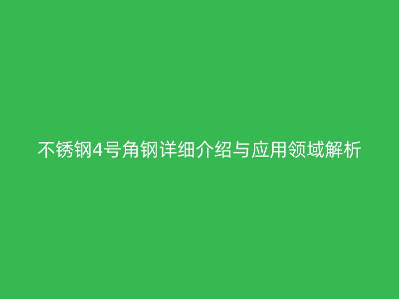 不銹鋼4號角鋼詳細(xì)介紹與應(yīng)用領(lǐng)域解析