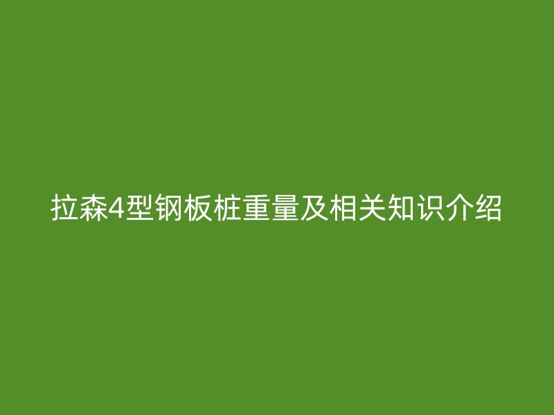 拉森4型鋼板樁重量及相關知識介紹