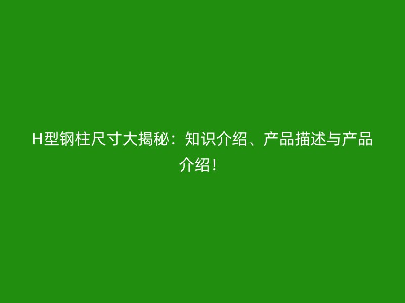 H型鋼柱尺寸大揭秘：知識介紹、產(chǎn)品描述與產(chǎn)品介紹！