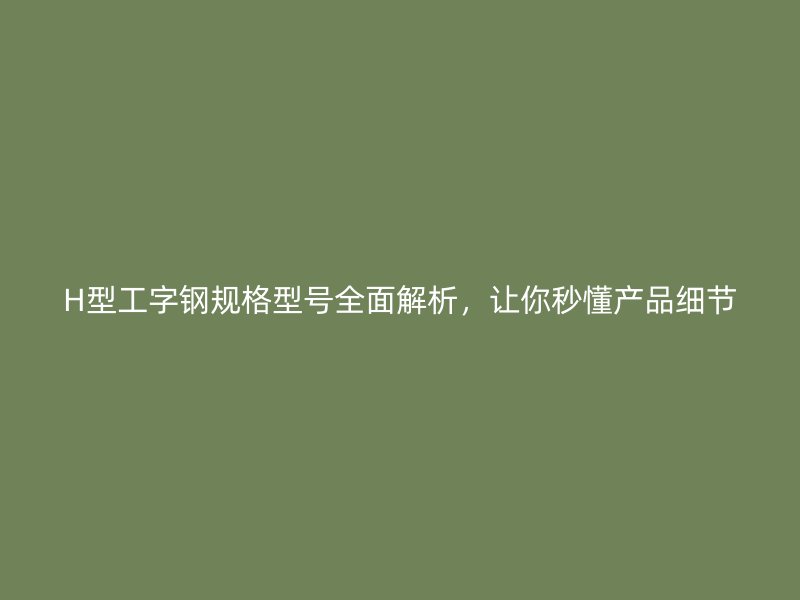 H型工字鋼規(guī)格型號全面解析，讓你秒懂產(chǎn)品細節(jié)