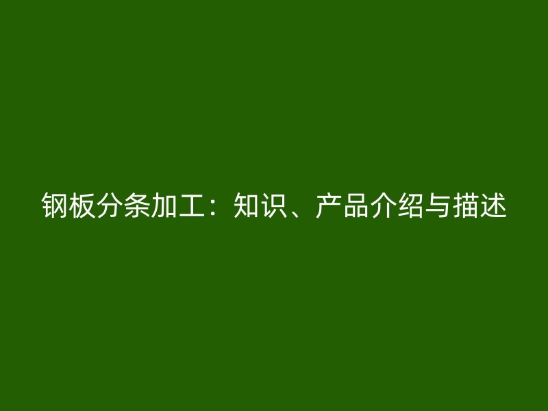 鋼板分條加工：知識(shí)、產(chǎn)品介紹與描述