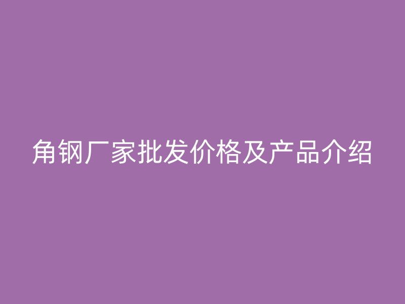 角鋼廠家批發(fā)價(jià)格及產(chǎn)品介紹