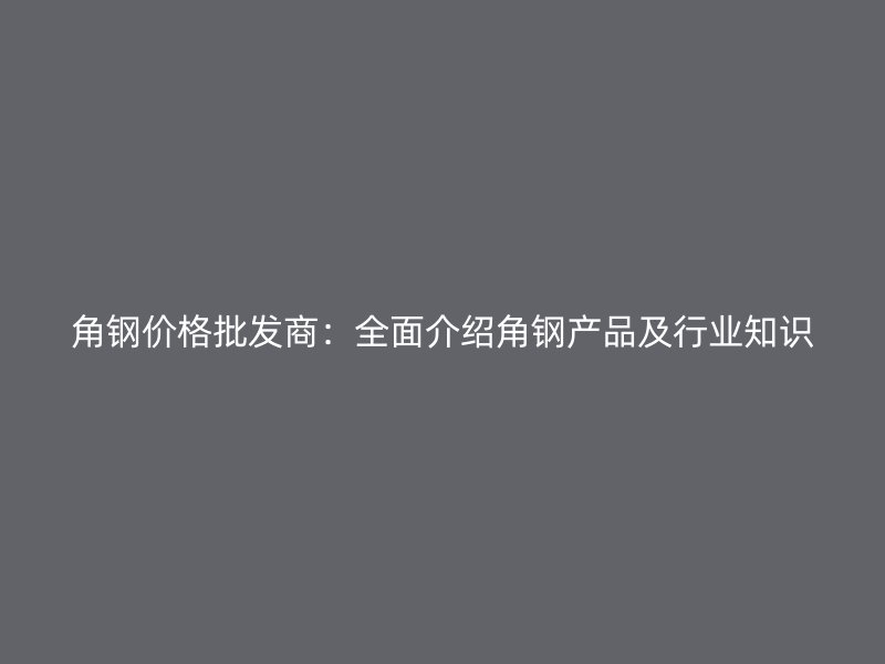 角鋼價(jià)格批發(fā)商：全面介紹角鋼產(chǎn)品及行業(yè)知識(shí)