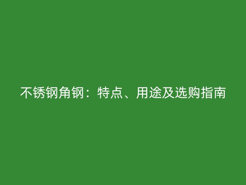 不銹鋼角鋼：特點(diǎn)、用途及選購指南