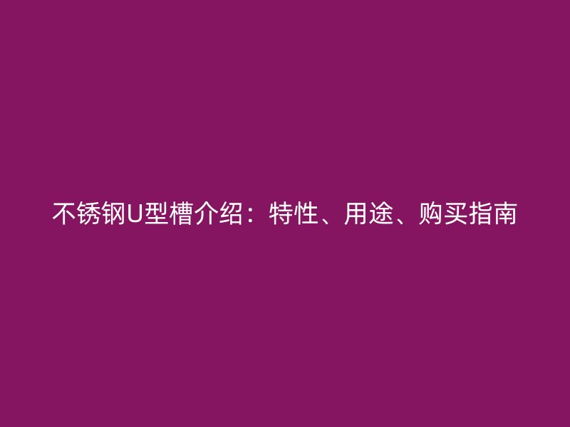 不銹鋼U型槽介紹：特性、用途、購買指南