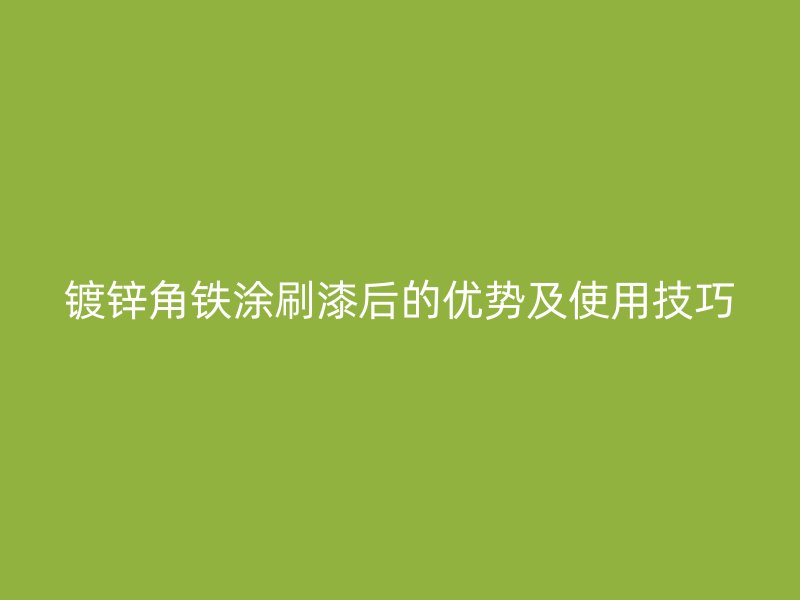 鍍鋅角鐵涂刷漆后的優(yōu)勢及使用技巧