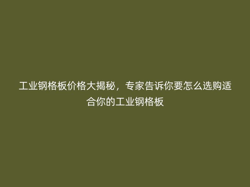 工業(yè)鋼格板價(jià)格大揭秘，專家告訴你要怎么選購(gòu)適合你的工業(yè)鋼格板