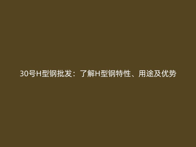 30號(hào)H型鋼批發(fā)：了解H型鋼特性、用途及優(yōu)勢(shì)