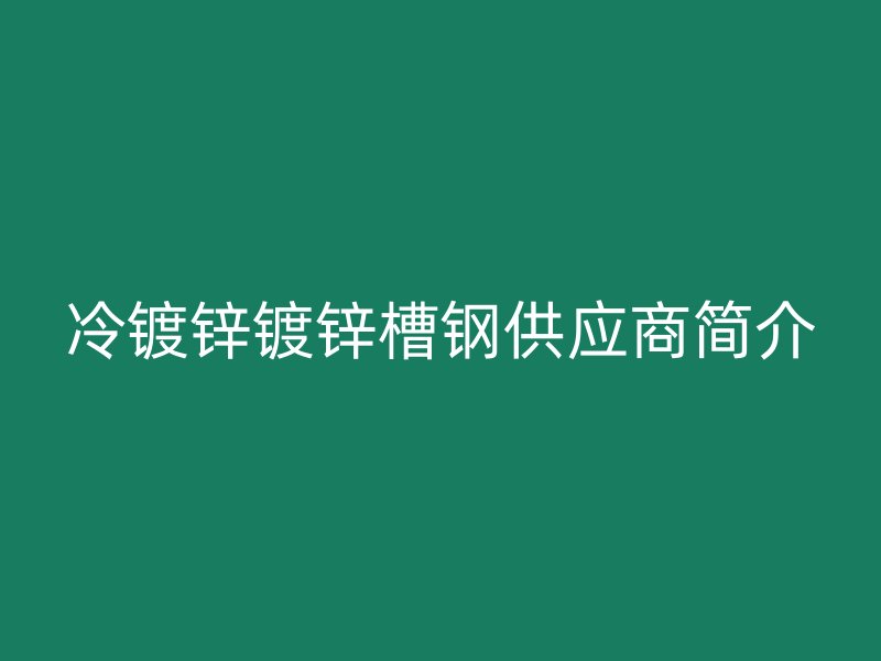 冷鍍鋅鍍鋅槽鋼供應商簡介