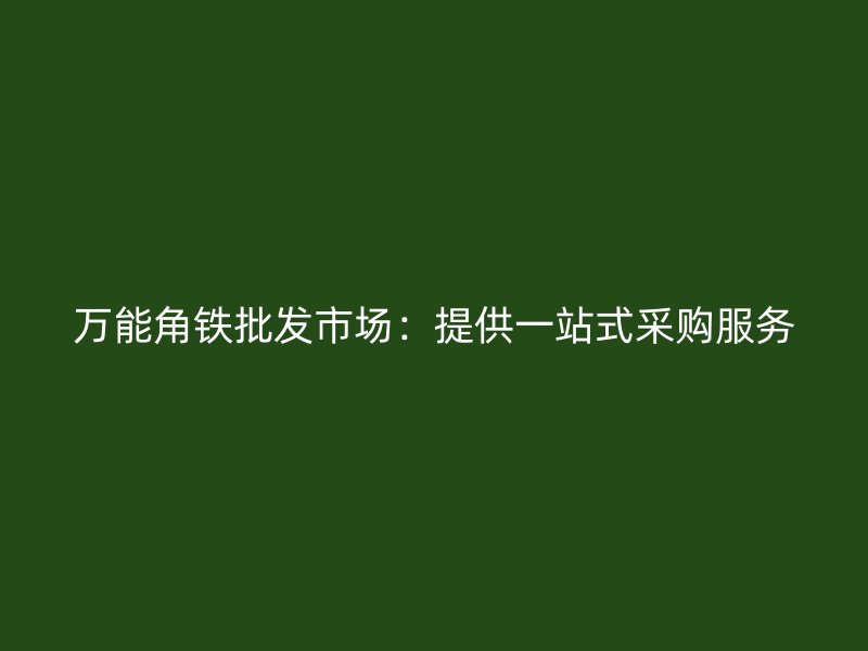 萬(wàn)能角鐵批發(fā)市場(chǎng)：提供一站式采購(gòu)服務(wù)