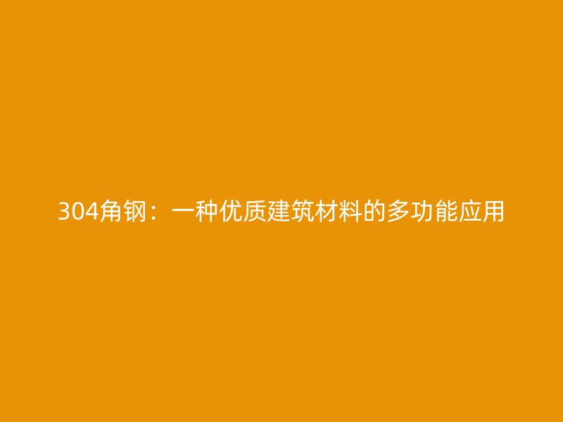 304角鋼：一種優(yōu)質(zhì)建筑材料的多功能應(yīng)用