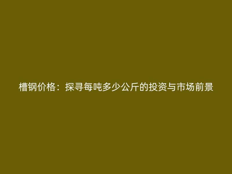 槽鋼價格：探尋每噸多少公斤的投資與市場前景