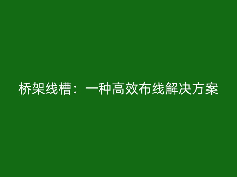 橋架線槽：一種高效布線解決方案
