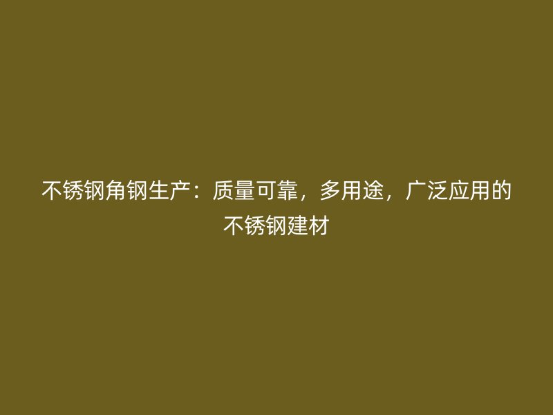 不銹鋼角鋼生產(chǎn)：質(zhì)量可靠，多用途，廣泛應(yīng)用的不銹鋼建材
