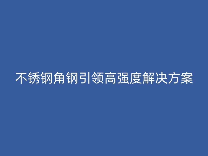 不銹鋼角鋼引領(lǐng)高強(qiáng)度解決方案