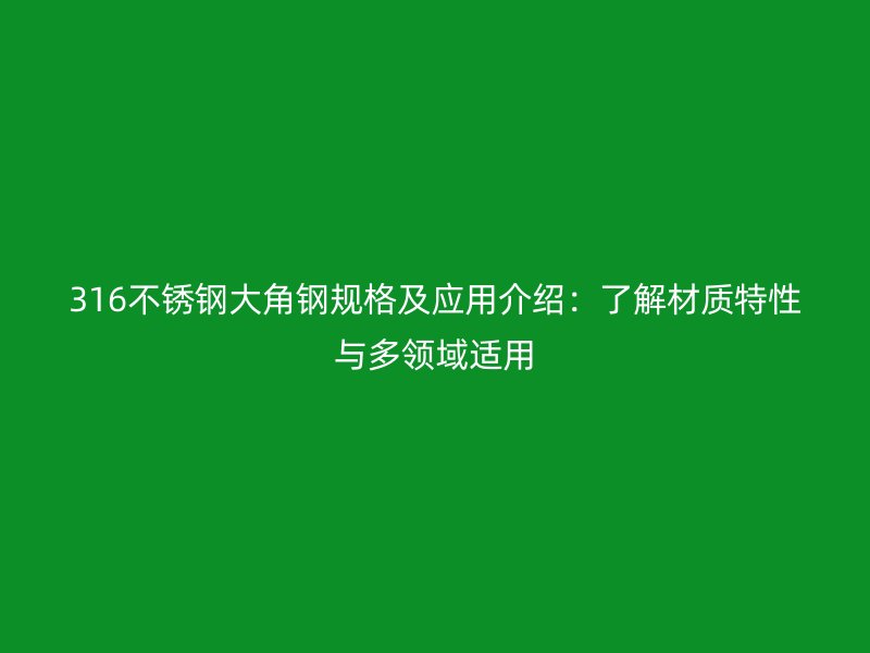 316不銹鋼大角鋼規(guī)格及應(yīng)用介紹：了解材質(zhì)特性與多領(lǐng)域適用