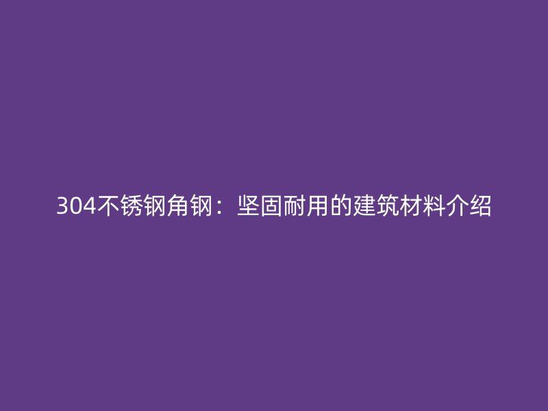 304不銹鋼角鋼：堅固耐用的建筑材料介紹