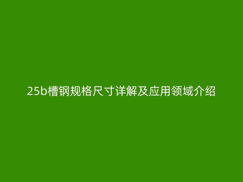 25b槽鋼規(guī)格尺寸詳解及應(yīng)用領(lǐng)域介紹