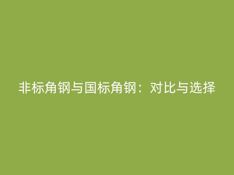 非標(biāo)角鋼與國(guó)標(biāo)角鋼：對(duì)比與選擇