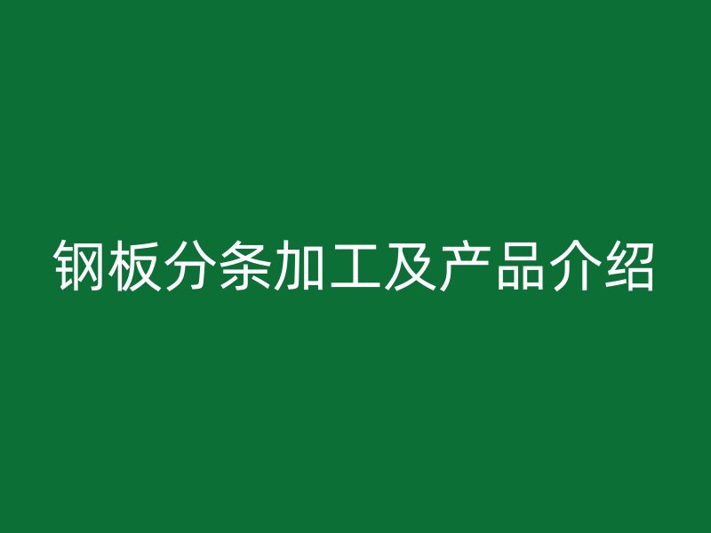 鋼板分條加工及產(chǎn)品介紹